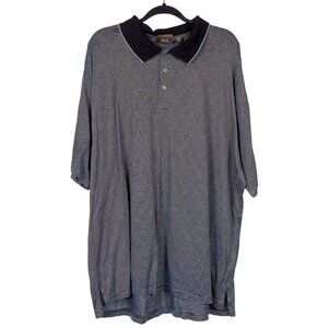 Tasso Elba Golf Polo Shirt XL Black White Striped Diamond Long Cotton Career